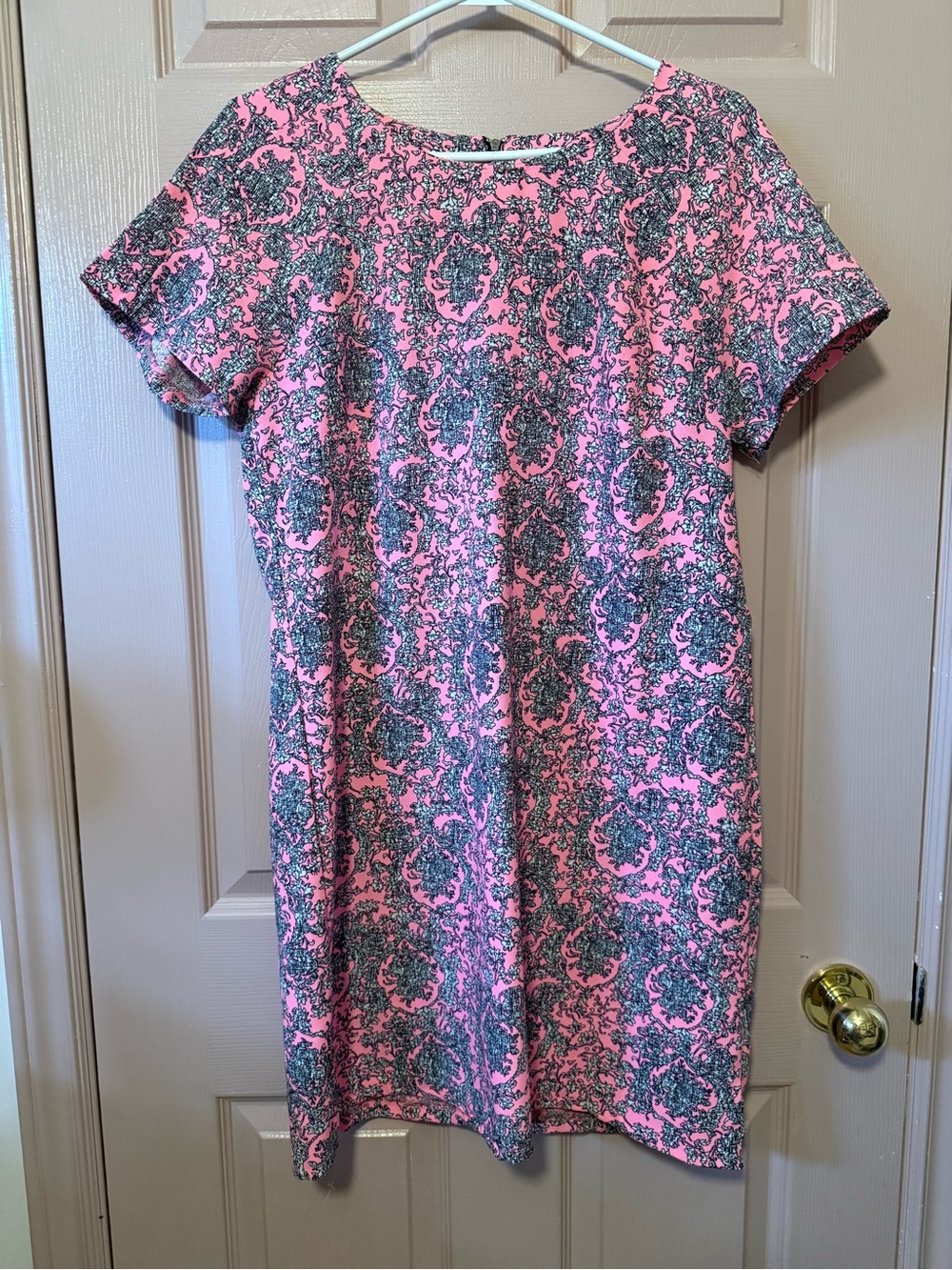 Hot Pink Paisley Short-Sleeve Shift Dress